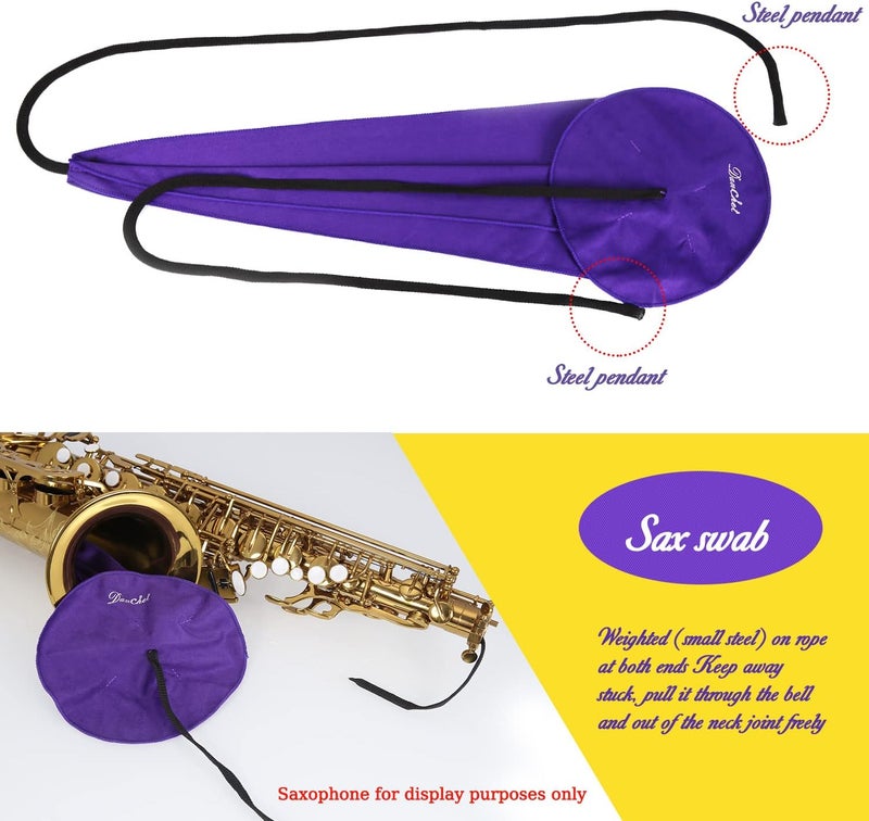 Danchet Saxophone Cleaning Kit, Alto Saxophone Maintenance Cleaning Kit with Key Oil, Cork Grease, Cotton Swabs, Cleaning Cloth, Thumb Rest, Mouthpiece Brush, Etc. - Image 3